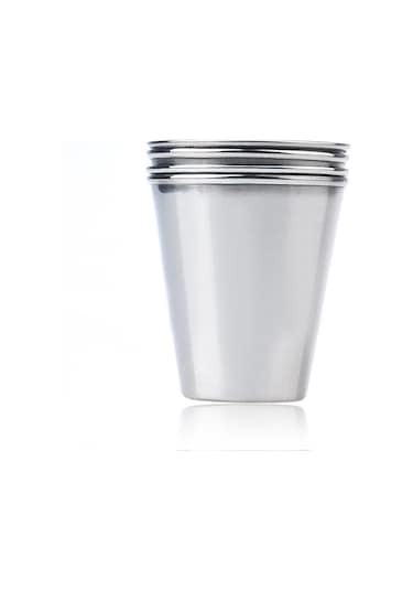 4 Adet Çelik Shot Kahve Kamp Bardağı Df37 Gri