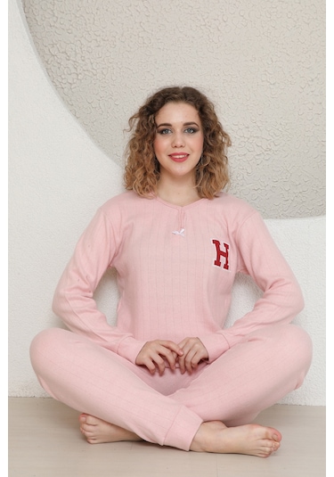 Sleeproom Fitilli Mevsimlik Kadin Pijama Takim Pudra