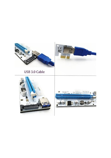 Pcı-E 1X To 16X Usb 3.0 Riser Yükseltici Kart 4748A Uzatma Btc Et