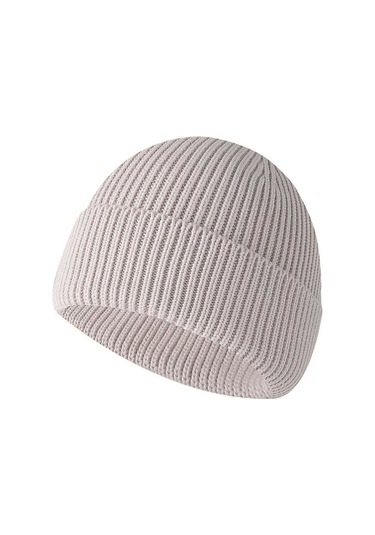 Erkekler İçin Manşetli Sıcak Örme Dış Mekan Şapkası, Kışlık Sıcak Örme Şapka Beyaz