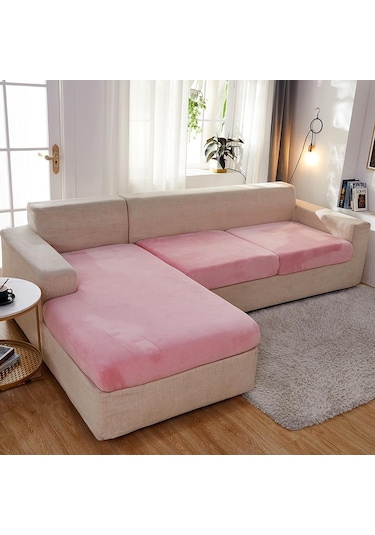 Pembe Kalın Kadife Kanepe Örtüsü Düz Renk Kanepe Minder Örtüsü Elastik Slipcover Her Şey Dahil Kanepe Örtüsü Yemek Odası Enlarge Size 95-135 95-135cm