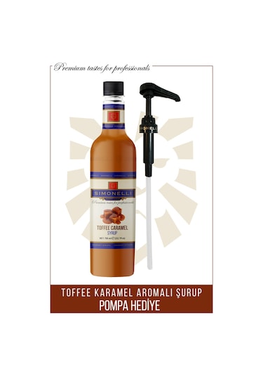 Simonelli Kahve Şurubu Toffee Karamel Aromalı 700 ML + Pompa Simonelli