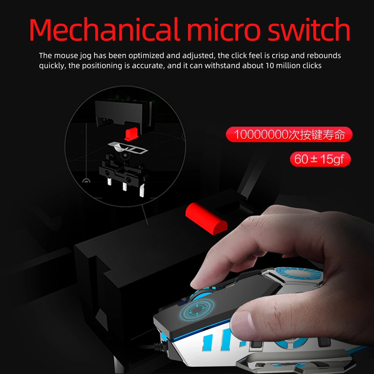 Sones Hxsj J700 Renkli Aydınlatmalı Programlanabilir E-spor Oyun Kablolu Fare Diğer