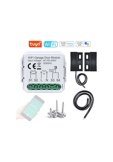 Tuya Wifi Garaj Kapısı Açıcı Denetleyicisi Cep Telefonu Alexa İle Uyumlu Uzaktan App Kontrolü