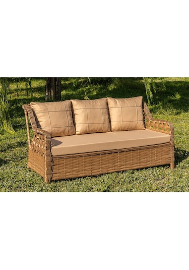 Btkconsept Lupa Eslem Rattan Bahçe Mobilyası 3+1+1 Puf Ve Salıncak Dahil" Masalı Kahverengi