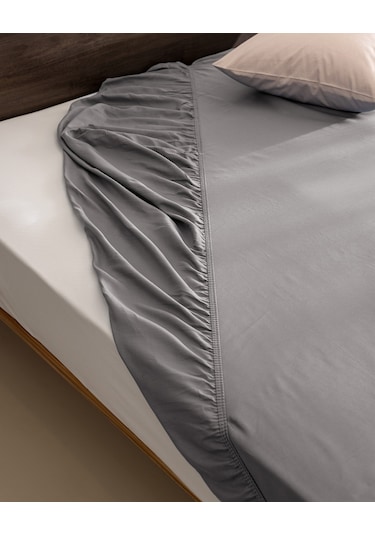 Ciel Tek Kişilik Plus %100 Pamuk Lastikli Saten Çarşaf - Gri 8684427179215 Gri