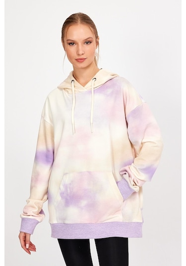 Alexandergardı Batik Desenli Kapüşonlu Oversize Sweatshirt Un-757a07 001