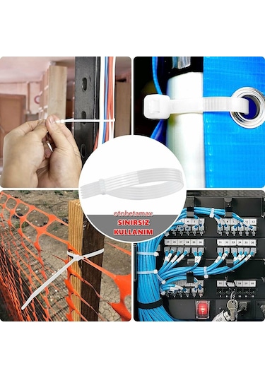100 Adet 10Cm X 2.5Mm Plastik Cırt Kelepçe Kablo Bağı Beyaz