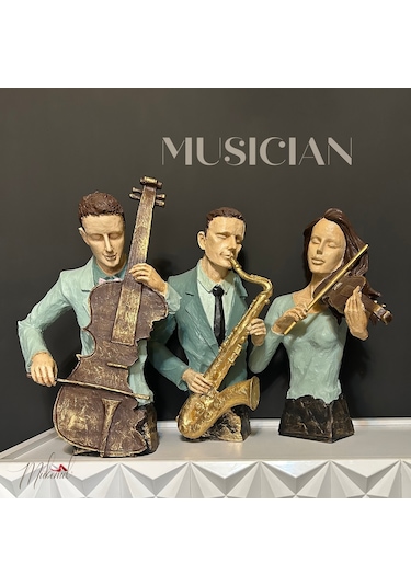 Müzisyen Heykeli Figür Dekoratif Obje Ve Biblo Masa Dekorasyon 2