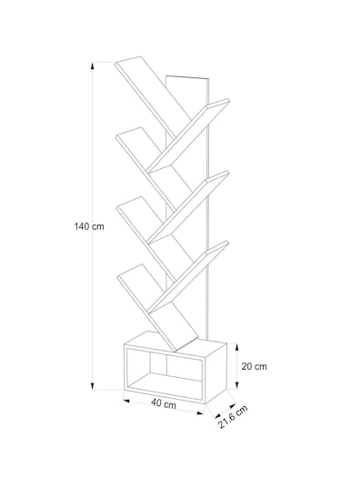 Kitap Ağacı Dekoratif Zigzag Kitaplık 140 Cm Beyaz Kitap Ağacı Dekoratif Zigzag Kitaplık 140 Cm Beyaz