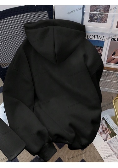 Y2k Trend Sezon Unisex Retro Sweatshırt Kapşonlu Kod 1852 Trz2099 Siyah