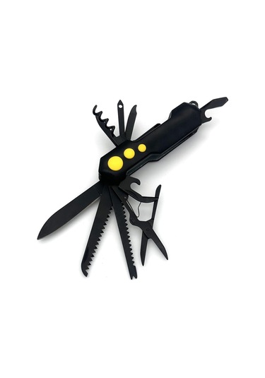 Valkyrie 14 Fonksiyonlu Outdoor Kamp Multifonksiyonel Kutulu Cep Çakısı Sarı Siyah Sarı - Siyah