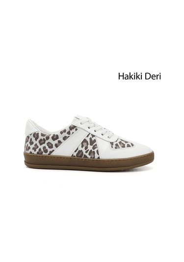 Gönderi R Beyaz Lastik Bağcıklı Hakiki Deri Sneaker Beyaz