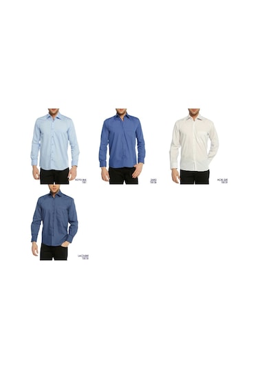 Açık Mavi Klasik Kesim Uzun Kol Düz Renk Erkek Gömlek // 150-3 Açık Mavi (345591907) Açık Mavi