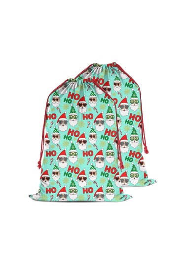 Büyük Noel Baba Hediye Çantası, Pamuklu Kordonlu, Yeniden Kullanılabilir Noel Baba Noel Perisi