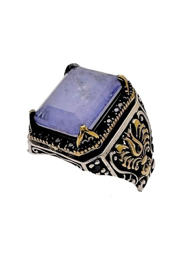 Paraiba ve Zirkon Taşlı Erkek Gümüş Yüzüğü 230047232G24Y