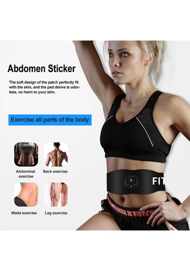 Kosona Usb Şarjlı Elektrikli Kas Egzersiz Cihazı - 6 Mod 9 Güç Seviyesi Lcd Ekranlı Karın, Bel, Omuz Antrenman Bantı Çok Renkli