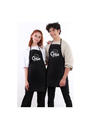 Beautiful İkili Paket Sıvı Geçirmez Su Geçirmez Mutfak Önlüğü Siyah01