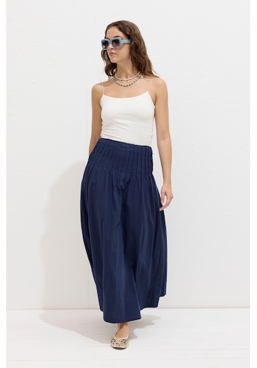 Manuka Nervürlü Vual Etek Lacivert