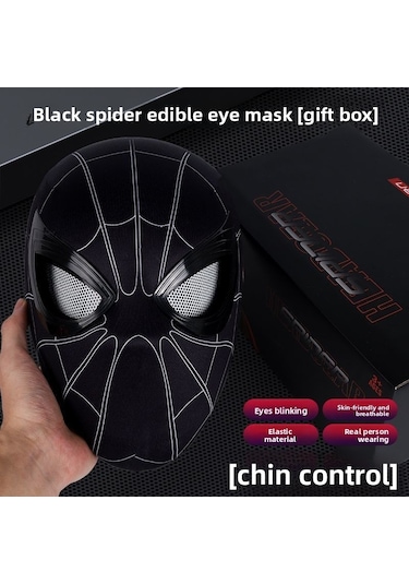 Spider-man Elektrikli Otomatik Göz Kırpan Maske Manuel Model Siyah Başlık Siyah