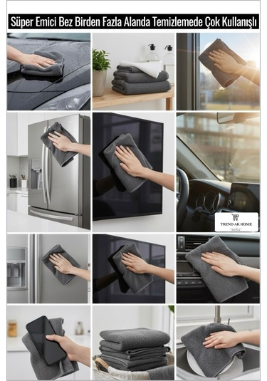 Mikrofiber Tank Bezi Süper Emici Bez 52x65 Cm Antrasit