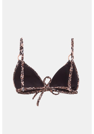 Capetown Leopar Desenli Dolgusuz Çıkarılabilir Kap Üçgen Bikini Üst Leopar