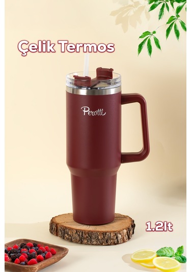 Perotti 17236-1 Colte V2 Paslanmaz Çelik Sporcu Termos Bardak Matara Kırmızı 1,2 Lt Kırmızı