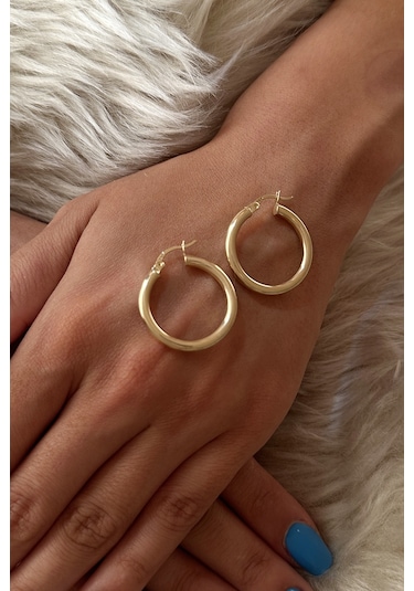 Fiyonk Kuyumculuk 14 Ayar Altın Silindir Halka Küpe 1 001