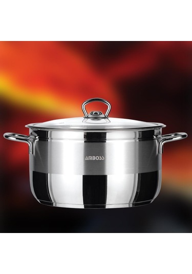 Amboss Saphire 24x14 Çelik Kapaklı 6,0 Lt. Derin Tencere 4196