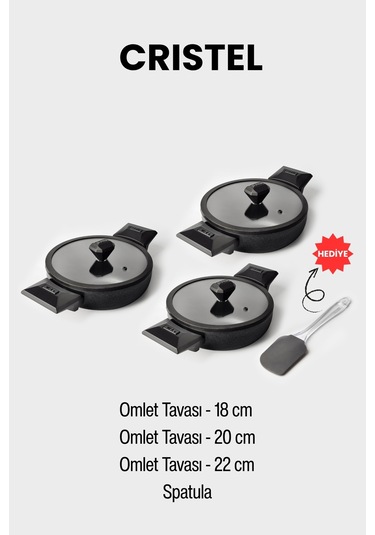 Gigilli Cristel 7 Parça Sahan Seti Siyah Siyah