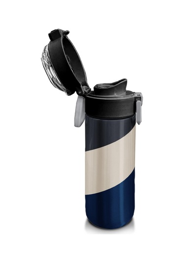 Coral High Kids Lacivert Koyu Gri Bej Desenli Pipetli Ve Direkt İçim Çelik Termos 500 Ml 31893 Lacivert - Şeffaf