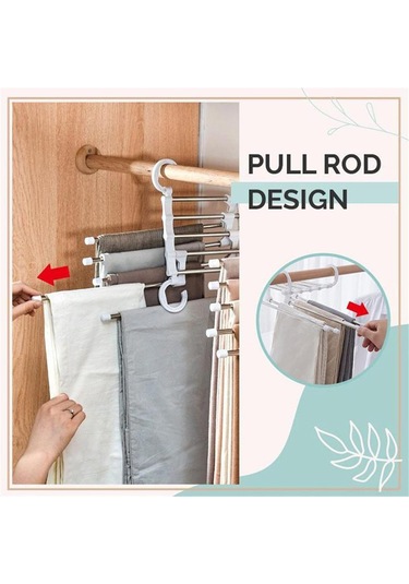 Ranyeek Ev İçi Çekirdekli Çok Katlı Pantolon Rakımı - Paslanmaz Çelik, Kaymazsız, Uzatılabilir, Siyah 5 Kat Siyah