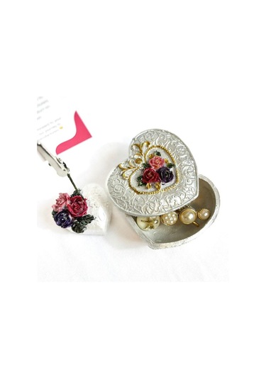 6917 El Yapımı Kalpli Dekoratif Kapaklı Mini Kutu Ve Notluk 2'li Set