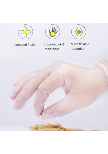 Sones 100 Adet Tek Kullanımlık Pvc Muayene Eldiveni Ev Tipi Şeffaf Dokunabilir Koruyucu Eldiven, Beden: S