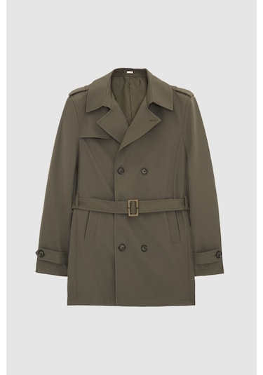 Ds Damat Regular Fit Koyu Haki Apoletli Beli Kemerli Pardösü/trenckot 1hf08ort00013 4620516