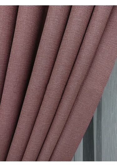 Evdepo Home Keten Pembe Fon Perde Tek Kanat Pembe