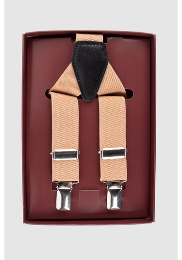 Tudors Düz Ince Erkek Pantolon Askısı Kahverengi
