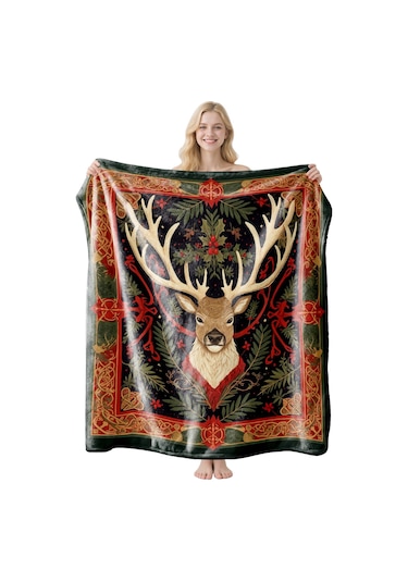 Noel Fral Küçük Battaniye Festival Atmosferi Pratik Kullanım-mt-flr-218 150 200 Yeşil