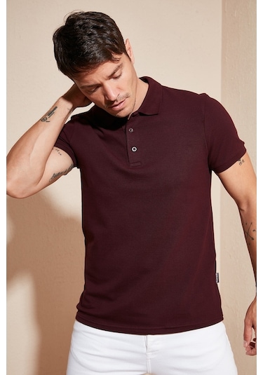 Buratti Pamuklu Regular Fit Düğmeli Erkek Polo Yaka T Shirt 5902127 Vişne