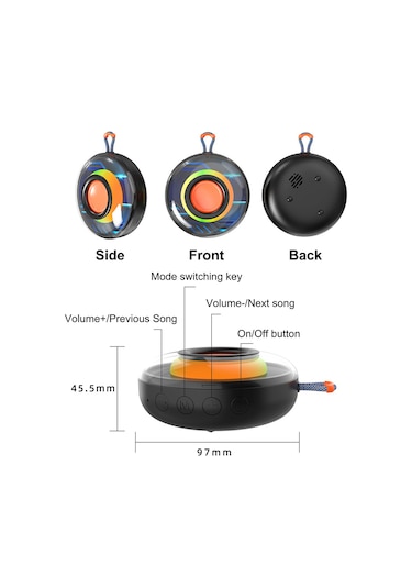 Vkemall Şeffaf Su Geçirmez Taşınabilir Bluetooth Hoparlör, Güçlü Bass, 1200mah Pil, Bluetooth 5.3, Askı Tasarımı, B1 Modeli