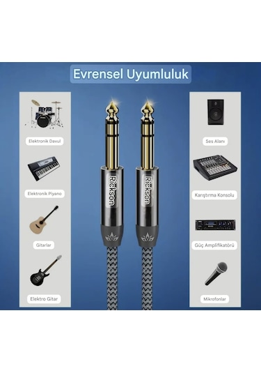 Riksoin 3- Metre 6.5mm - 6.5mm Gitar Enstrüman Ses Kablosu