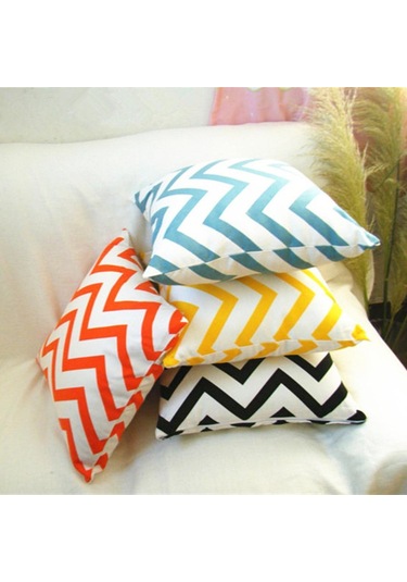 Suntek Kanvas Şerit Baskılı Kırlent Örtüsü Minder Siyah-60cm