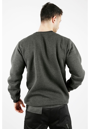 Uniprom Sıfır Yaka Sweatshirt Kalın Kumaş İçi Şardonlu Antrasit Erkek Antrasit