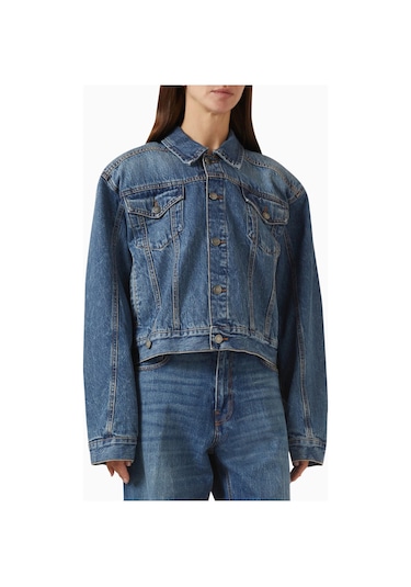 Haikure Renee Boxy Denim Ceket, Oversize Modern Kadın Jean Ceket Mavi
