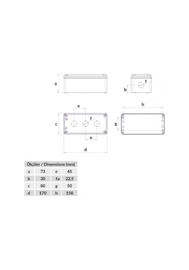 Bemis 3lü Buton Kutusu 80x170x73