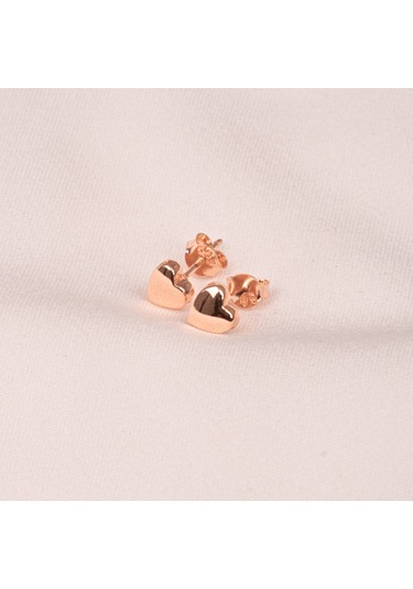 Altın Küpe - 14 Ayar Altın Minimal Kalp Figürlü Küpe Sarı