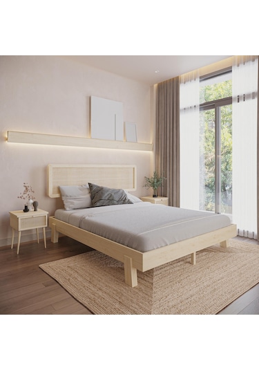 Hazeran Lilyum Model Çam Renk Vernikli Ahşap Karyola-4 160 x 200 CM