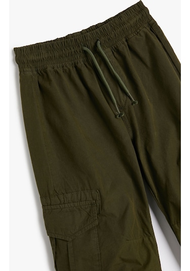 Koton Basic Jogger Pantolon Beli Bağlamalı Pamuklu Haki 4skb40021tw 4SKB40021TW853 Haki