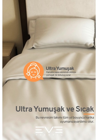 Eve Tekstil %100 Pamuk Ranforce Çarşaflı Yastık Ve Yorgan Kılıflı Çift Kişilik Nevresim Takımı 200x220 Cm Beyaz