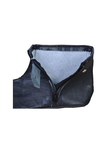 Koyun Derisi İçi Astarlı Fermuarlı Mest Siyah